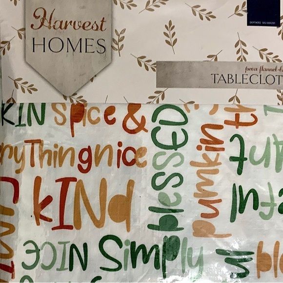 Harvest Homes Tablecloth Thanksgiving Indoor Outdoor Rectangle Seats 52” X 70” - Picture 5 of 12